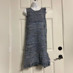 T8- HOLDING HORSES Blue Fringe Knit Sweater Dress